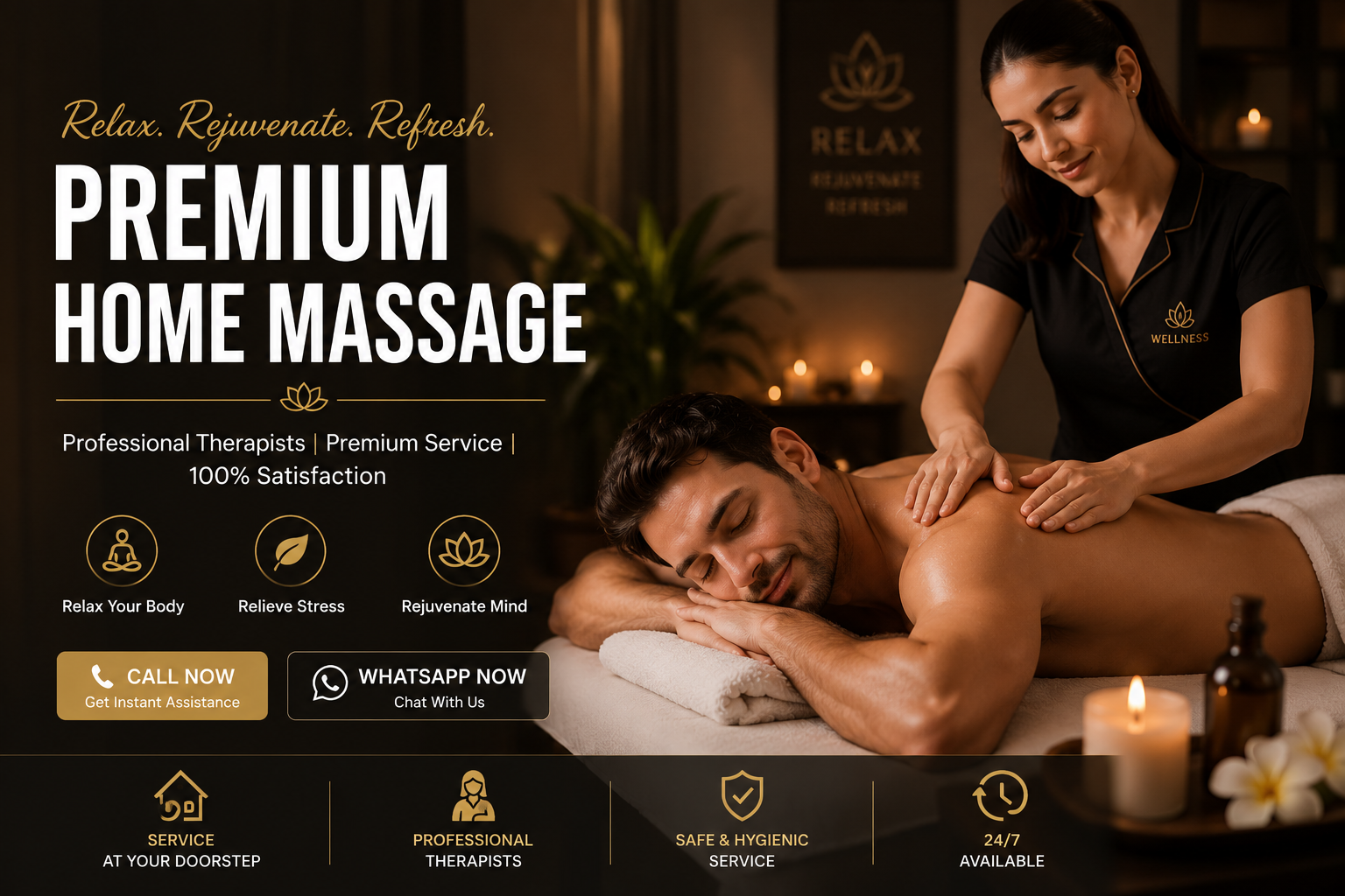 Professional home massage therapist session in Lucknow